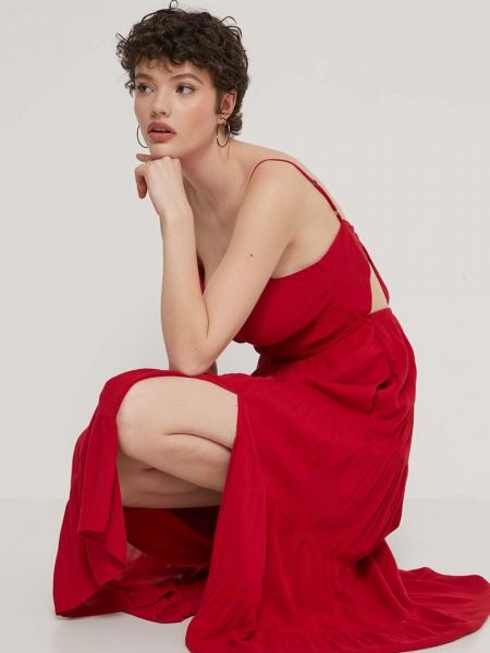 Sukienka midi Hollister Co. czerwona