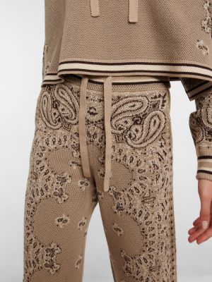 Žakárové bavlnené kašmírové teplákové nohavice Amiri béžová