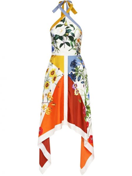 Trykt floral dress Oscar De La Renta hvit