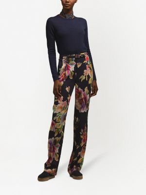 Pantalones rectos de flores Ralph Lauren Collection azul