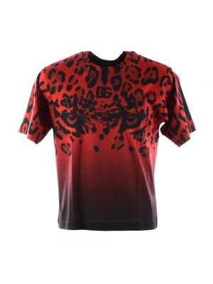 Koszulka z nadrukiem z nadrukiem zwierzęcym Dolce And Gabbana czerwona