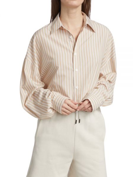 Укороченная рубашка в полоску Thomas Blanca, Beige Multicolor