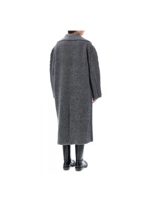 Abrigo de lana de punto jaspeado Bottega Veneta gris
