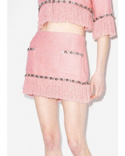 Mini spódniczka z frędzli tweedowa Area różowa