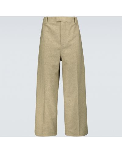 Pantaloni di lana di flanella Bottega Veneta beige