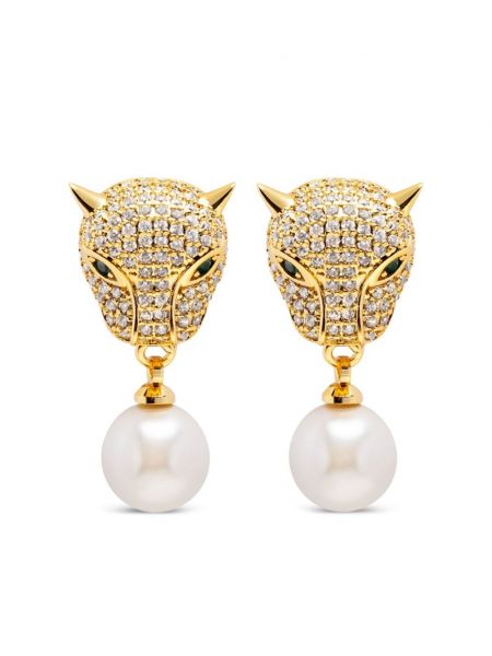 Aranyozott fülbevaló gyöngyökkel Nialaya Jewelry