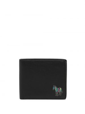 Kožená peňaženka so vzorom zebry Ps Paul Smith čierna