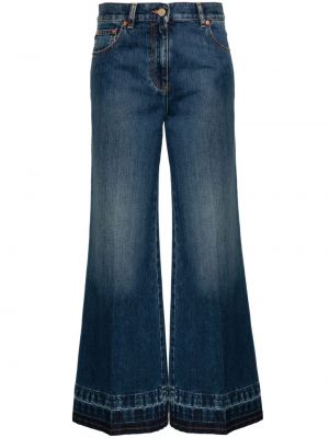 Zvonové džíny s vysokým pasem Valentino Garavani modré