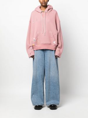 Bluza z kapturem bawełniana oversize Pnk różowa