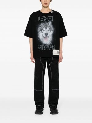 Raštuotas medvilninis marškinėliai Maison Mihara Yasuhiro juoda