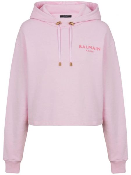 Pamučna dugi sweatshirt Balmain ružičasta