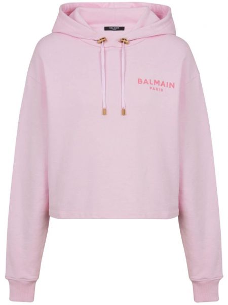 Sweat-shirt long en coton Balmain rose