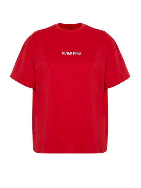 Oversized πλεκτή μπλούζα με σχέδιο Trendyol κόκκινο