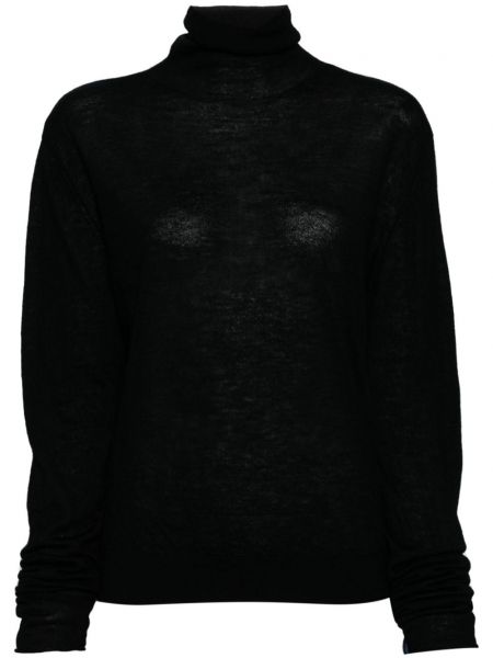 Strikket rullekrave top i kashmir Extreme Cashmere sort