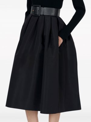 Plisované hedvábné midi sukně Carolina Herrera černé