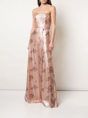 Raštuotas gėlėtas vakarinė suknelė su blizgučiais Marchesa Notte Bridesmaids rožinė