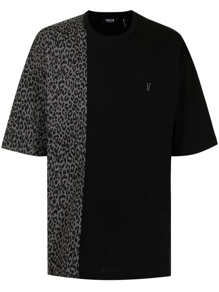 Camiseta con estampado leopardo oversized Five Cm negro