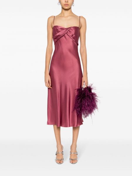 Saténové midi šaty Alberta Ferretti růžové