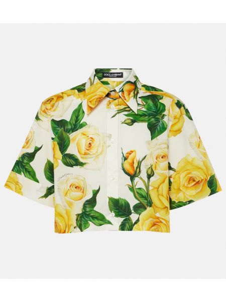 Bombažna srajca s cvetličnim vzorcem Dolce&gabbana roza