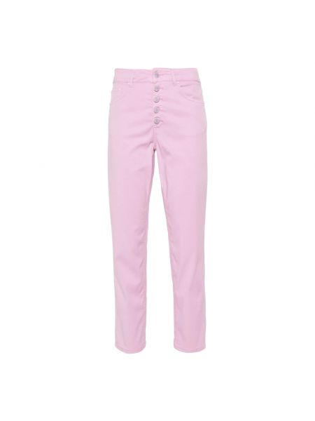 Spodnie slim fit Dondup różowe