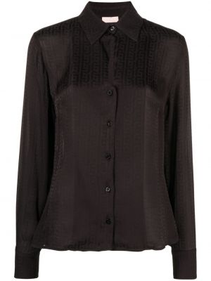 Satenska srajca iz žakarda Liu Jo črna