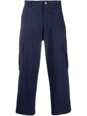 Pantaloni cu broderie din bumbac Moschino albastru