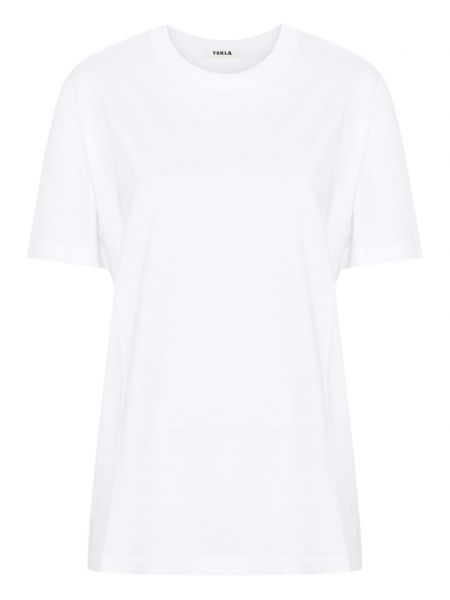 Памучна тениска с кръгло деколте Tekla бяло