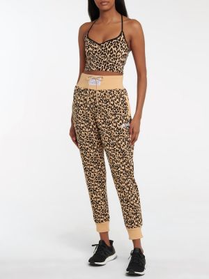 Pantaloni sport cu talie înaltă cu imagine cu model leopard Adam Selman Sport bej
