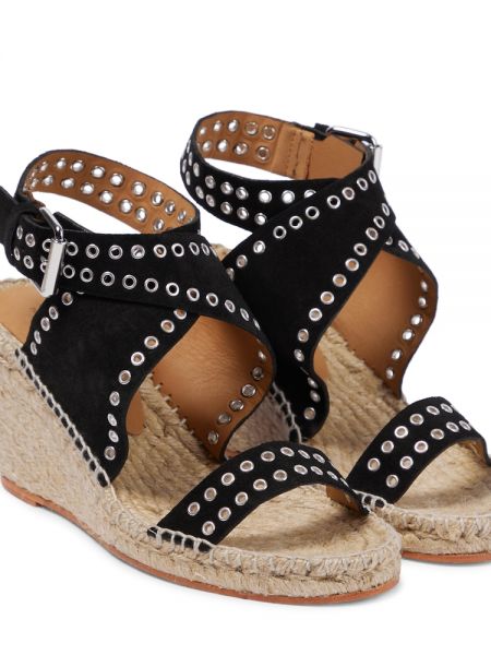 Велурени ниски обувки с шипове Isabel Marant черно