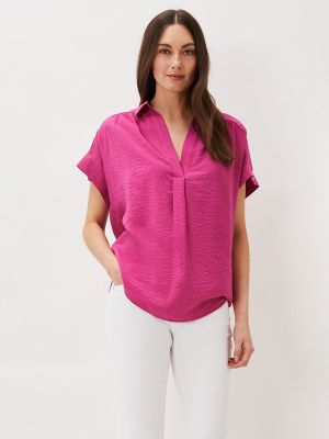 Блузка с v-образным вырезом с коротким рукавом Phase Eight розовая