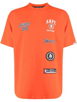 Koszulka bawełniana Aape By A Bathing Ape pomarańczowa