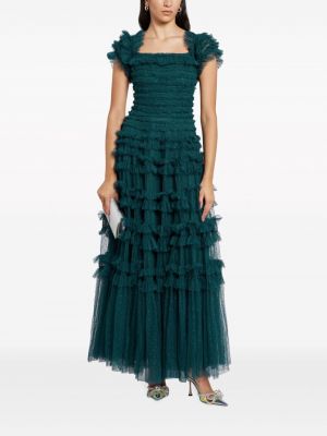 Večerní šaty s volány Needle & Thread zelené
