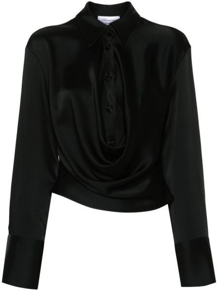 Drapovaný saténová košeľa Blumarine čierna