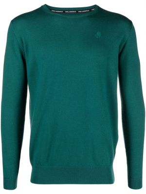 Вълнен пуловер Karl Lagerfeld зелено