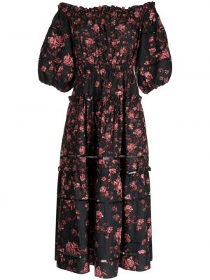 Midi obleka s cvetličnim vzorcem s potiskom Marchesa Rosa