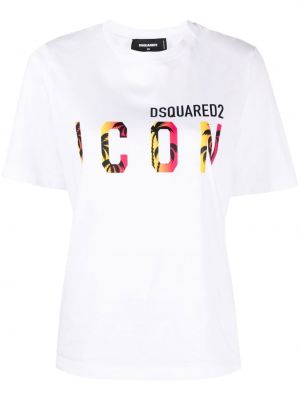 Tričko s potiskem Dsquared2 bílé