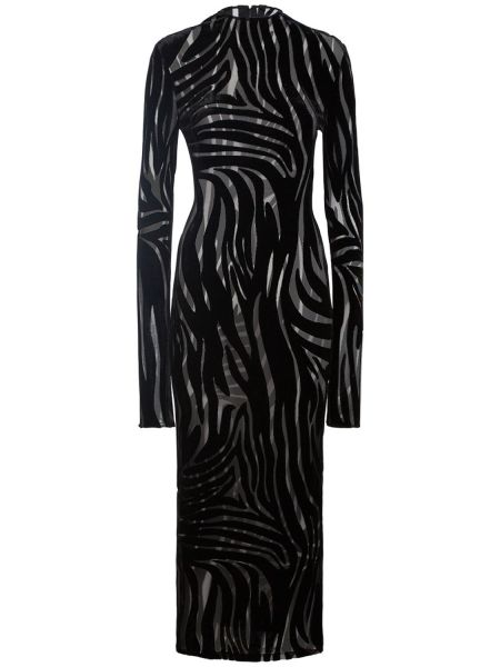 Жакардова велур миди рокля от джърси Versace черно