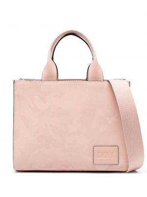 Камуфлажни кожени шопинг чанта с принт Dkny розово