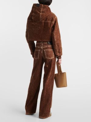 Aksamitna kurtka jeansowa Loewe brązowa