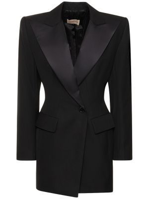 Volnena ukrojena obleka iz krep tkanine Alexandre Vauthier črna