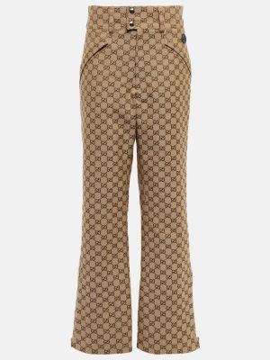 Bavlněné rovné kalhoty Gucci hnědé
