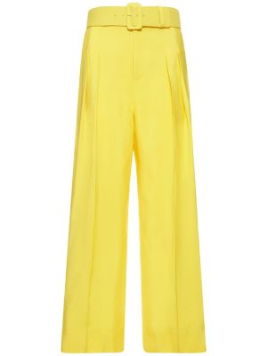 Pantaloni cu picior drept cu talie înaltă din viscoză Rosie Assoulin galben