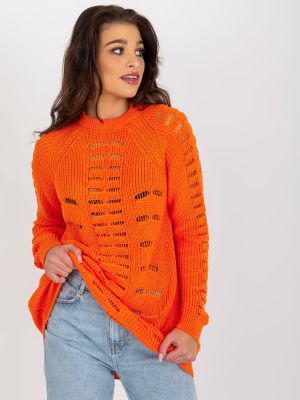 Ažúrový oversized volneni kardigan Fashionhunters oranžna