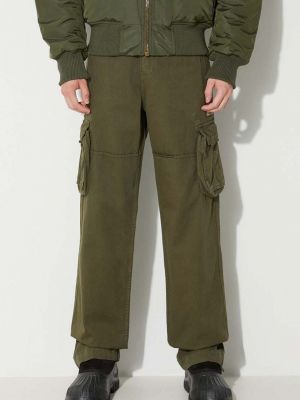 Jednobarevné bavlněné kalhoty Alpha Industries zelené