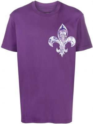 Raštuotas medvilninis marškinėliai Philipp Plein violetinė