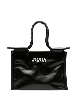 Δερμάτινη τσάντα shopper Isabel Marant μαύρο