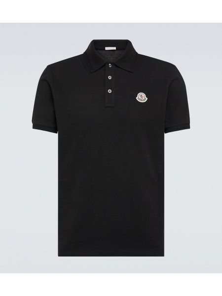 Medvilninė polo marškinėliai Moncler juoda