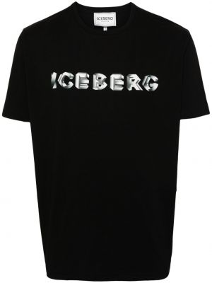 T-shirt en coton à imprimé Iceberg noir