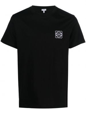 Bombažna majica z vezenjem Loewe črna