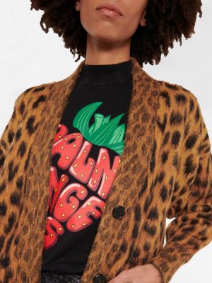 Cardigan cu model leopard din jacard Palm Angels